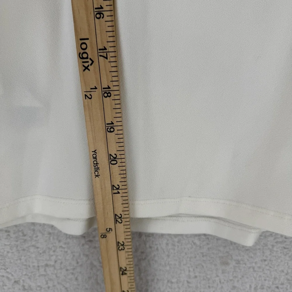 Banana Republic Blouse Womens Large White‎ Square Neck Puff Sleeve Stretch Top